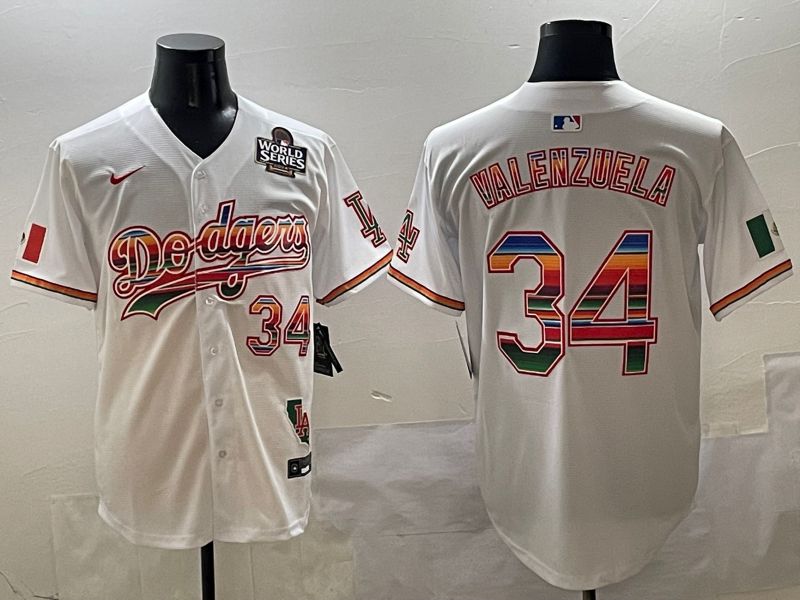 Men Los Angeles Dodgers 34 Valenzuela White Game Nike 2025 MLB Jersey style 4252